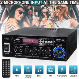 Amplificador de Potência para Home Theater, Amplificadores de Áudio, Plug UE, Suporte EQ, FM, SD, USB, Bluetooth 5.0, 2.0 Canais, 2000W, DC 12V, 220V, 2 Mic, 5,0 - Image 5