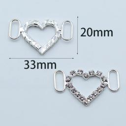 Fivela de strass brilhante, 10 peças 20*33mm decoração de presente roupa íntima pêssego coração conexão fivela casamento acessórios de joias diy - Image 2