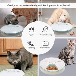 Alimentador automático para animais de estimação gato alimentador 24h temporizador 6 grades cão gato comida dispensador cães gatos elétrica seco molhado comida prato alimentação para animais de estimação suprimentos - Image 4
