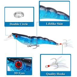 Ataque completo camarão isca de pesca 13.6g/9.5cm afundando plástico artificial poleiro de camarão swimbait hart isca wobblers leurre enfrentar - Image 2