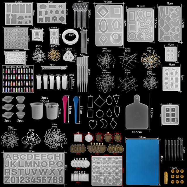 Conjunto Completo de Moldes de Silicone para Casting: Ferramentas para DIY com Resina Epóxi e Acessórios para Criação de Pingentes e Jóias