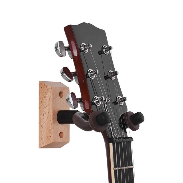 Suporte de Parede de Madeira para Violão, Baixo, Ukulele e Guitarra Elétrica com Gancho Ajustável