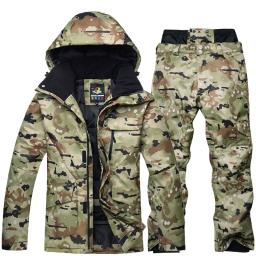 Novo terno de esqui camuflado masculino impermeável respirável jaqueta de snowboard inverno calças de neve ternos masculinos conjuntos de esqui e snowboard - Image 4