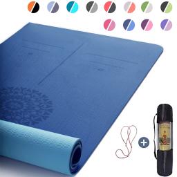 Tapete De Yoga TPE Com Linha De Posição Para Iniciante, Dupla Camada, Almofada De Exercícios Esportivos, Home Gym, Fitness, Ginástica, Pilates, 6mm - Image 1