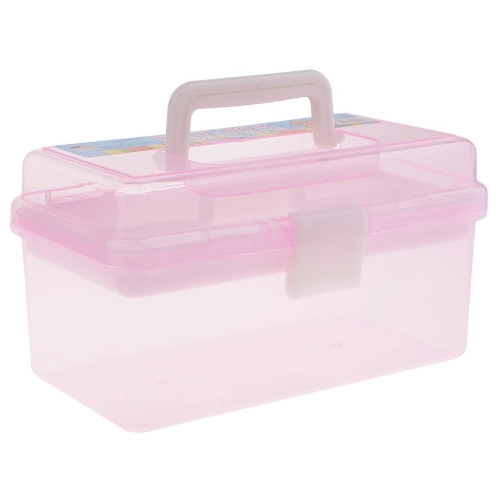 Caixa de Ferramentas de Jóias e Pintura Rosa, Armazenamento Doméstico, Organizador com alça - Image 1