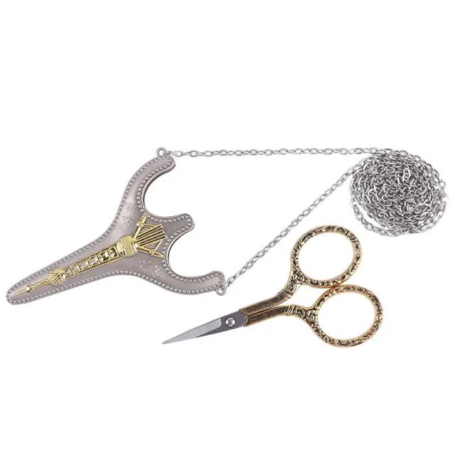 Tesoura Vintage Artesanal em Aço Inoxidável com Protetor para Colar - Ideal para Artesanato