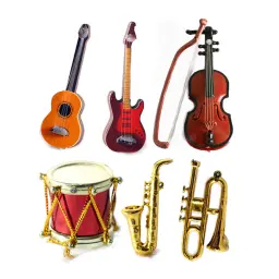 Instrumentos musicais de boneca escala 1/12, acessórios para casa de bonecas, piano em miniatura, violino, guitarra, tambor, microfone, trompete, modelo artesanal - Image 1