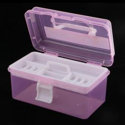 Caixa de Ferramentas de Jóias e Pintura Rosa, Armazenamento Doméstico, Organizador com alça - Image 2