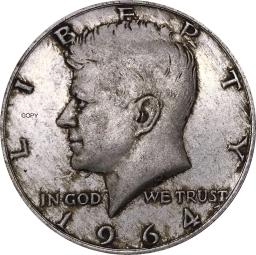Moedas de cópia prateadas, Estados Unidos 1964 D Coin, America Liberty 1, Half Dollar, EUA Metal, China Casting, Cupronickel, 1, 2 - Image 5