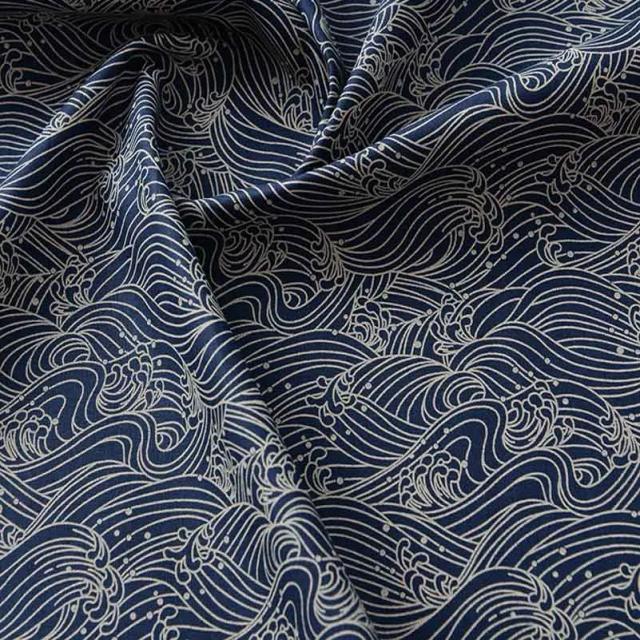 Tecido de Algodão Japonês com Impressão Digital Geométrica para Moda Artesanal em Estilo Chá