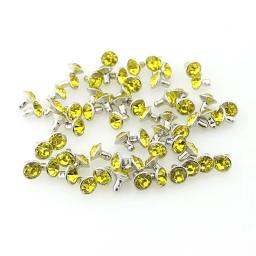 Strass coloridos rebites para couro, cobre, picos de cristal, acessório DIY, roupas, decoração de sacos, 7mm, 100 conjuntos por lote, moda - Image 3