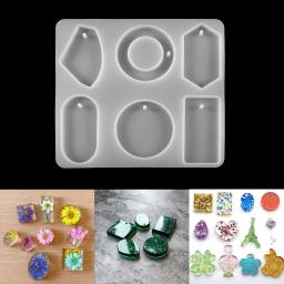 Conjunto de molde de silicone para colar com pingente, 6 designs, chaveiro, resina epóxi, faça você mesmo, ferramenta de fazer joias, acessórios, 1 peça - Image 1