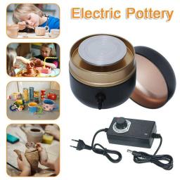 Mini roda de cerâmica elétrica máquina cerâmica profissional 1500rpm trabalho argila arte artesanato diy ferramenta argila com bandeja presente das crianças - Image 1