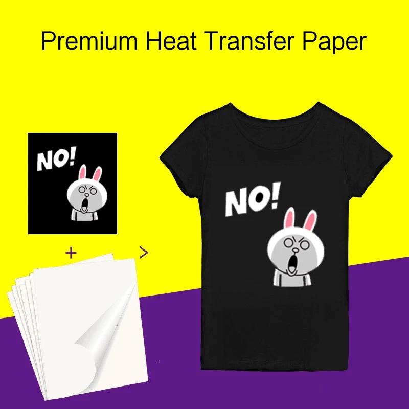 Folhas de papel de impressão de transferência térmica de calor personalizadas tamanho a4 ferro-no escuro da camisa de t do inkjet imprimível no papel das transferências - Image 1