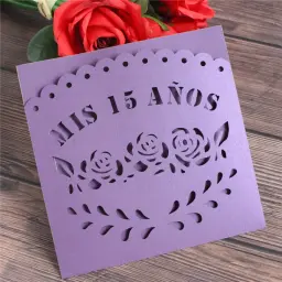 Mís 15 Anos Feliz Aniversário Cartão de Convite da Festa de 15 Anos Digital Cut Floral Flor Do Laço impressão design personalizado - Image 4