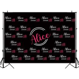 Doce 16 18 adereços para festa de aniversário com logotipo, fundo personalizado, repetição e passos, fófone preto, foto, fotozona, cenários, adereços, papel de parede - Image 3