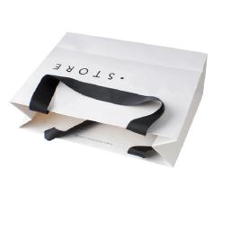 Saco De Papel De Presente De Compras Com Alça Embutida, Logotipo Personalizado Para Roupas Boutique De Embalagem Boutiques, Branco, Luxo - Image 6