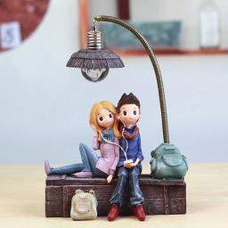 1 pçs casal personagem ornamentos com luz led resina artesanato para casa decoração do jardim criativo meninos e meninas noite lâmpada - Image 6