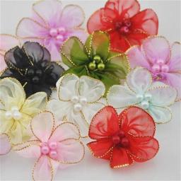 Fita de organza com arcos florais, 10pcs, 30mm, apliques, artesanato do casamento, decoração do Natal, diy - Image 2