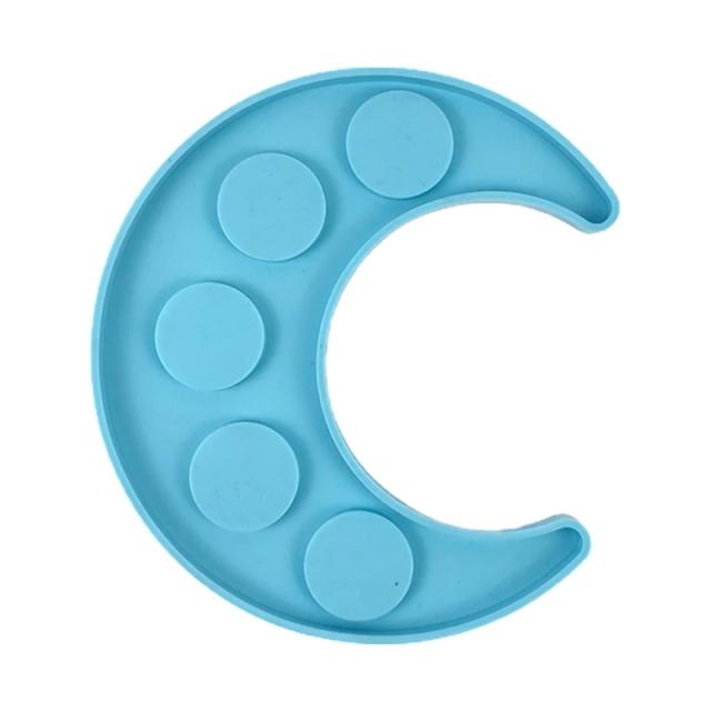 Bandeja de Silicone para Óleo Essencial em Resina Epóxi com 5 Buracos e Design Lunar para Artesanato e Decoração