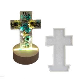 Jesus cruz resina epóxi molde de madeira luz da noite base da lâmpada casa ornamentos arte dispaly decorações moldes silicone diy artesanato - Image 4