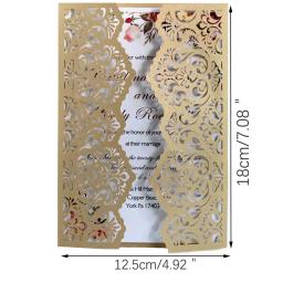 Convites de casamento 50 peças, elegante flor corte a laser cartão de convites de casamento cartão de renda de bolso personalizar convites cartão impressão decoração de festa - Image 5