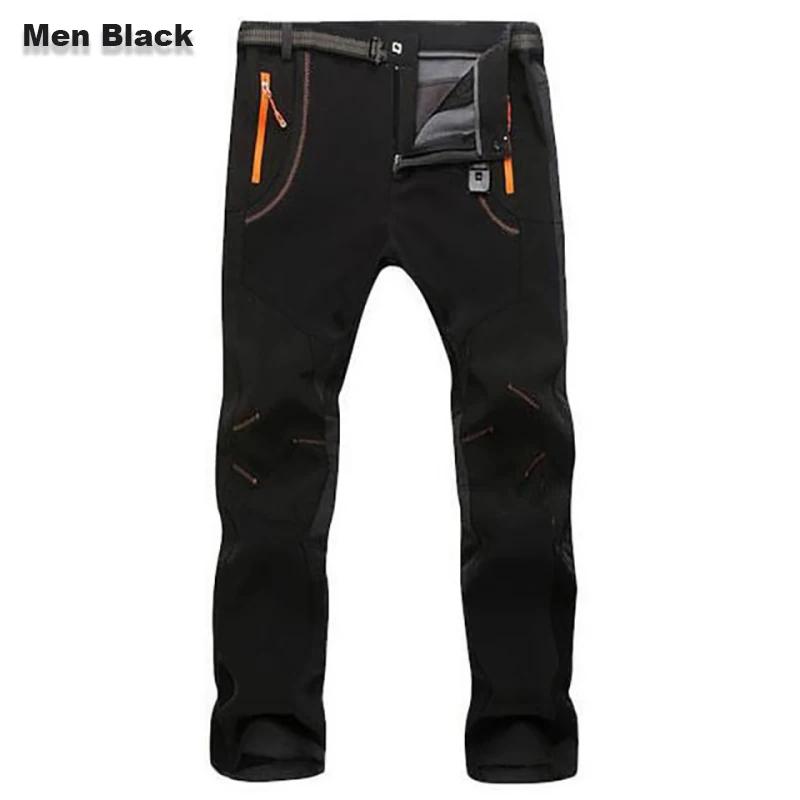 Lngxo grosso quente velo caminhadas calças dos homens inverno à prova dwindproof água ao ar livre casca macia calças de chuva trekking acampamento calças de esqui - Image 1