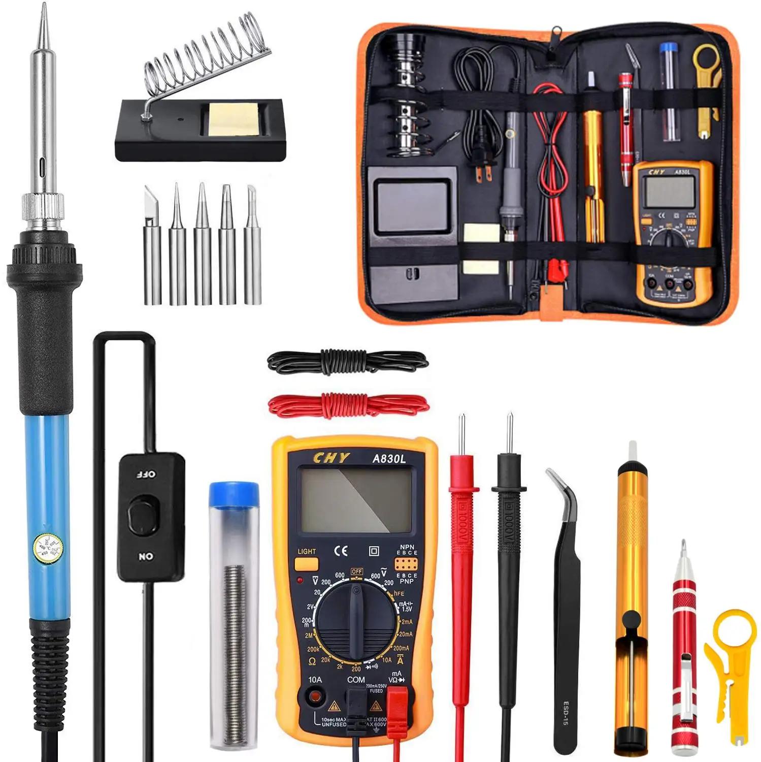 Kit de ferro de solda elétrica 220v 110v 60w solda estação retrabalho ferramentas reparo lápis calor - Image 1