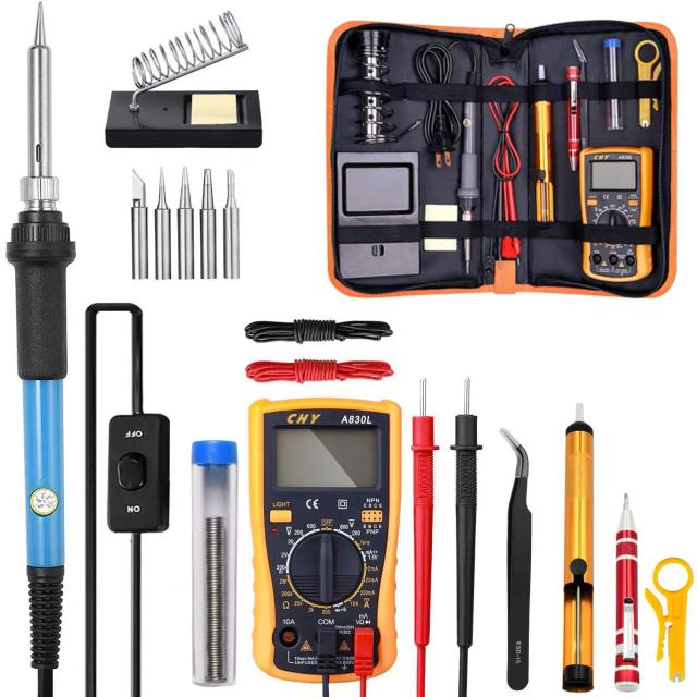 Kit de Ferramentas para Solda Elétrica 60W - Estação Retrabalho 220V/110V com Lápis de Calor para Reparos