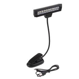 Usb recarregável clip-on música suporte luz 10 led brilhante, candeeiro de mesa de cabeceira lâmpada de leitura - Image 4