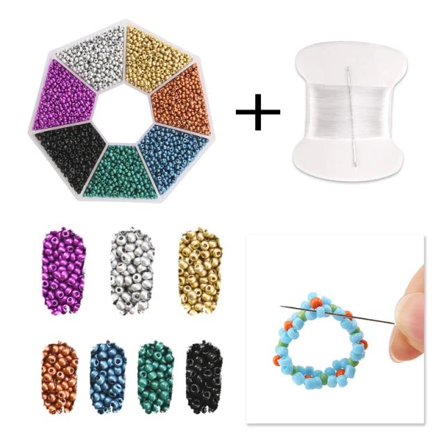 Kit de Miçangas para Joias Artesanais: Crie Pulseiras e Colares com Agulha e Fio de Bordado, 2mm