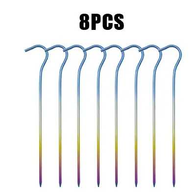 Titas Coloridas de Liga de Titânio para Camping com Cabeça Curvada - Conjunto de 8 ou 12 Peças, 3,0 mm