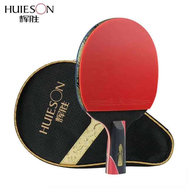 Raquete de Tênis de Mesa Huieson com Saco, Fibra de Carbono 5 Estrelas e Borracha de Alta Performance