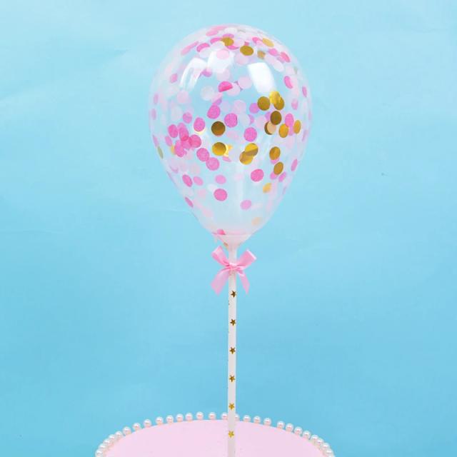 Balão Lantejado Transparente com Confete para Aniversário - Decoração de Bolo e Cupcake, Conjunto Completo em Látex com Padrão de Lantejoulas