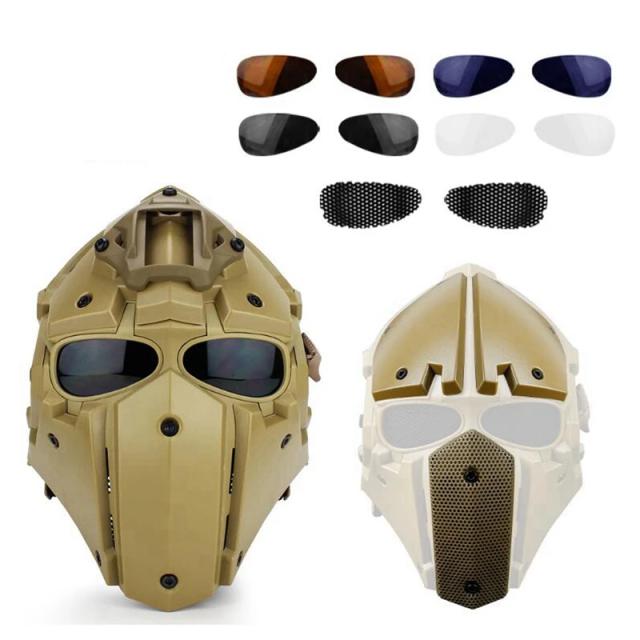 Máscara Completa de Paintball e Airsoft com Capacete Protetor Ajustável para Jogos Táticos e Militar