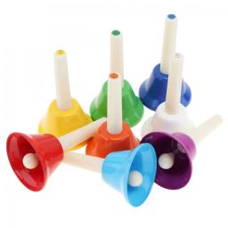 Slade 8pcs colorido instrumento de percussão de brinquedo musical sino de mão 8-note brinquedo musical para crianças bebê educação precoce - Image 6