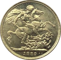 Cópicas Colecionáveis, Reino Unido, 1889 Grã-Bretanha, 1 Soverland Victoria, 2 ° Retrato de Cobre, Lembrança, Metal Latão Moeda de Ouro - Image 2