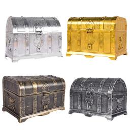 Caixa retrô de tesouro com fechadura, brinquedos para festa, lembranças, adereços, decoração, caixa de joias pirata, organizador de armazenamento, 1 peça - Image 1
