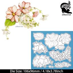 Flor rosa corte floral dados novas folhas de metal estêncil gravação diy scrapbooking decoração para cartão fazer - Image 2