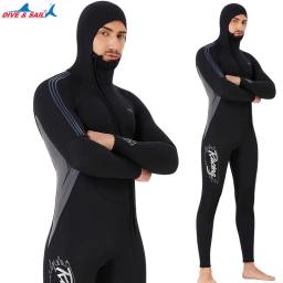 Mergulho & sail 3mm neoprene mergulho mergulho terno homem underwater snorkeling surf frente zíper caça submarina com capuz praia wetsuit - Image 1