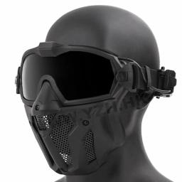 Tactical Airsoft Paintball máscara facial com ventilador, respirável, anti-nevoeiro, rosto cheio, protetora, caça, tiro, novo - Image 2
