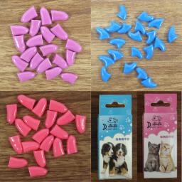 20 pces gato macio cão unha caps gato prego capa pet silicone protetor de unhas com cola livre e aplicador tamanho xs s s m l - Image 2