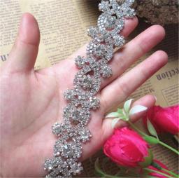 Fita de cristal de strass para decoração, faixa com diamante brilhante, aplique de prata, faixa de costura, decoração de vestido de casamento 30cm, imperdível - Image 2