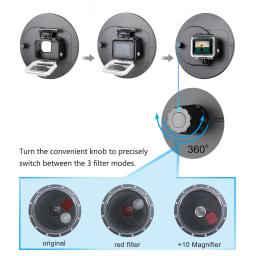 QIUNIU-Porta Dome para GoPro Hero, filtro subaquático de 60m, comutável, caixa de mergulho impermeável, preto, gatilho, Go Pro Acessórios, 7, 6, 5 - Image 3