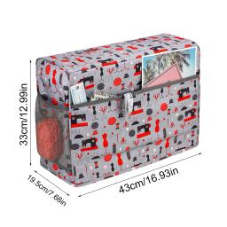 Máquina de costura poeira capa com bolsos para agulhas máquina de costura acessórios saco de armazenamento doméstico para mulher - Image 6