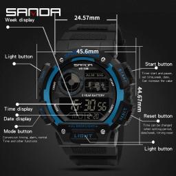 Sanda-relógio digital à prova d'água para homens, cronógrafo, esportes, natação, estilo g, 50m - Image 5