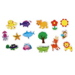 12 pçs mix oceano animais de madeira geladeira ímã criativo dos desenhos animados 3d adesivos brinquedos - Image 2