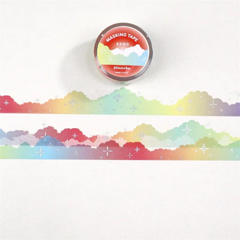 5m nuvens coloridas bronzeamento washi fitas deco mão conta álbum diário scrapbooking diy fita adesiva kawaii coreano papelaria - Image 1