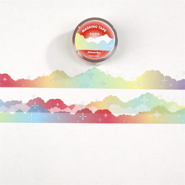 Nuvens Coloridas em Washi: 5 Metros de Fitas Adesivas para Scrapbooking e DIY Kawaii Coreano