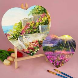 Pintura a óleo do artista da lona da forma do coração da planície algodão quadro do artista esticado da lona para obras de arte - Image 2